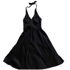 Vintage halter mini dress with eyelet detail